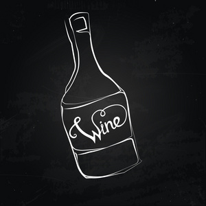 葡萄酒瓶上刻字黑板背景