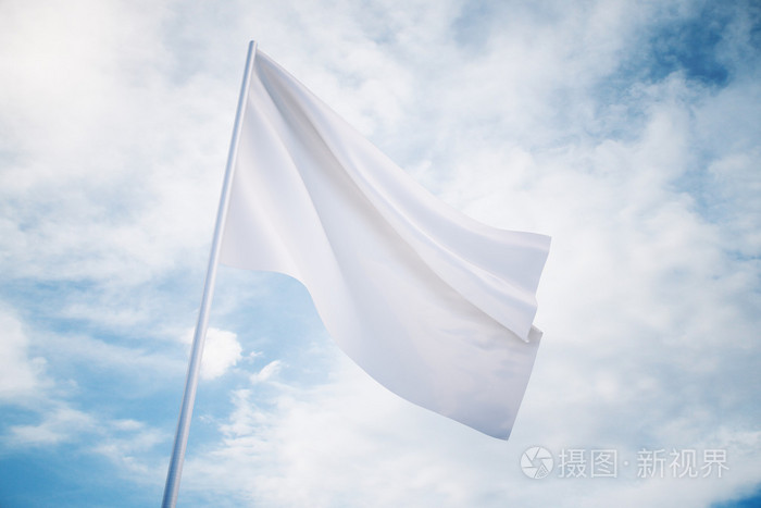 在天空背景上挥舞白旗小样
