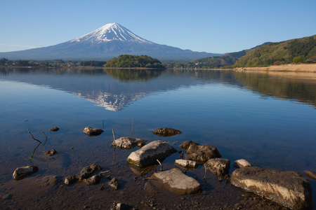 以反射在湖河口湖山富士