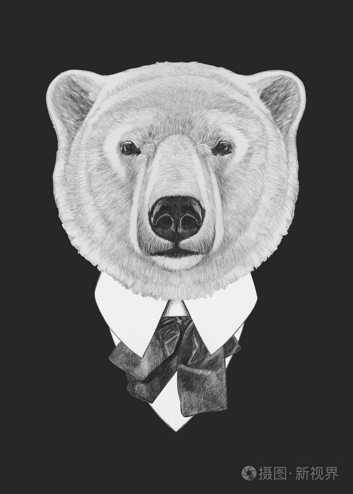 北极熊在西装的肖像
