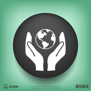 手与地球生态图标