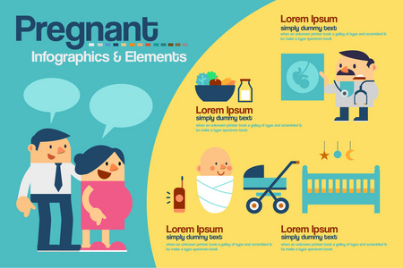 矢量图怀孕图表和元素