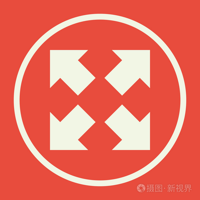 摄图新视界 插画 标志,符号 箭头结合的图标,在红色的背景,白色圆圈