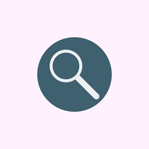 缩放按钮轮廓放大镜图标,蓝色圆圈背景,白色轮廓上照片