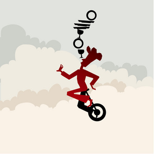 库克库克在马戏团的方向上保持平衡插画