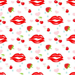 水果和嘴唇的模式