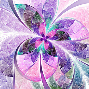 紫色的分形花或蝴蝶，数码艺术作品的创意图形设计