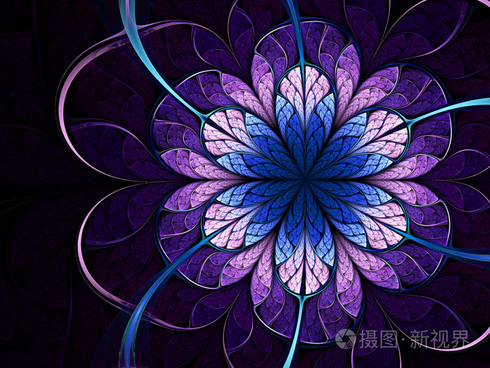 黑暗的分形花,数字为图形创意设计图稿