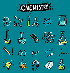 手绘化学和科学图标集