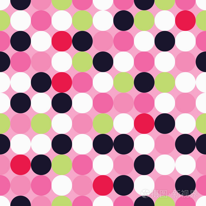 无缝向量与圆, 按钮和波尔卡圆点装饰背景.打印.布设计壁纸