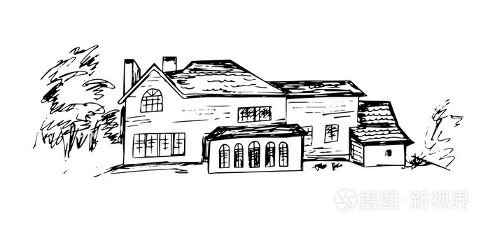 孤立的手画的房子