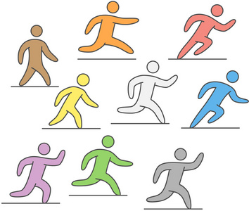 跑步线条跑步者的线条轮廓. 数字运动员跑步.照片