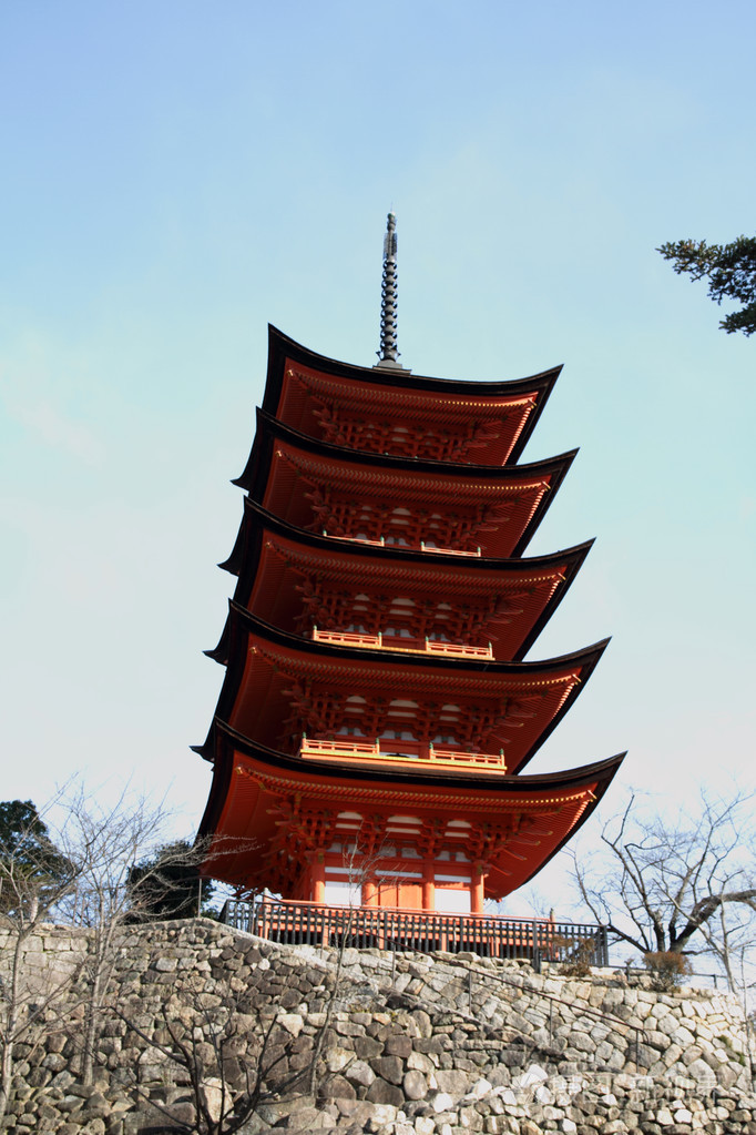 五个故事在宫岛广岛日本严岛神社宝塔