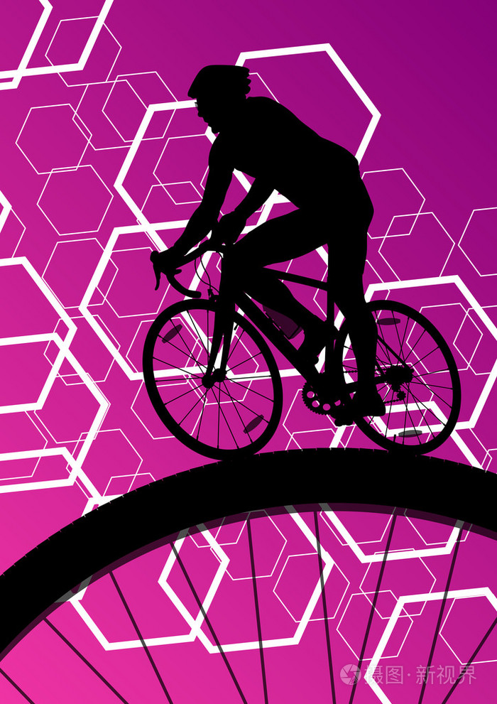 自行车活动自行车骑手在抽象的运动景观背景中