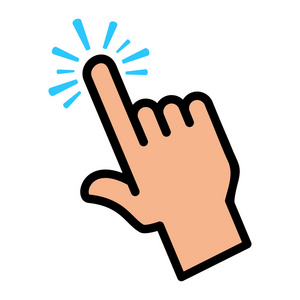 双击细线图标, 手指和手势, 点击符号, 矢量图形, 在白色背景上的线性