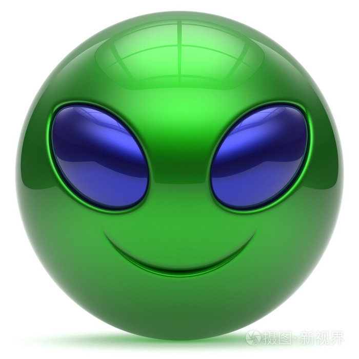 笑脸外星人脸卡通头表情怪物球绿色