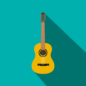 古典吉他图标，平面样式