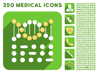 遗传密码图标和医疗 Longshadow 图标集