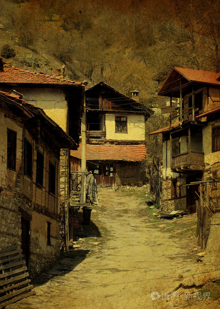 复古纹理的老房子