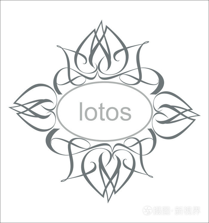 抽象的莲花标志, 框架, 符号, 图标