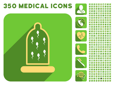 精子保护图标和医疗 Longshadow 图标集