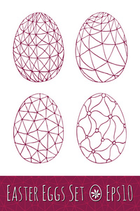 复活节彩蛋设置与模式。矢量图
