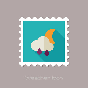 雨云月亮平邮票。气象。天气