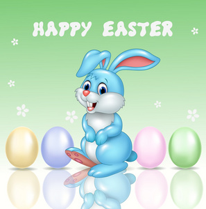 可爱的小兔子，与快乐的复活节背景