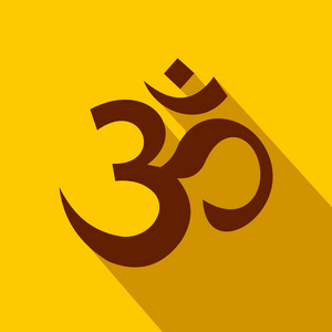印度教 om 符号图标，平面样式
