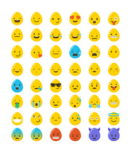 集复活节鸡蛋图释 表情符号集 平插图