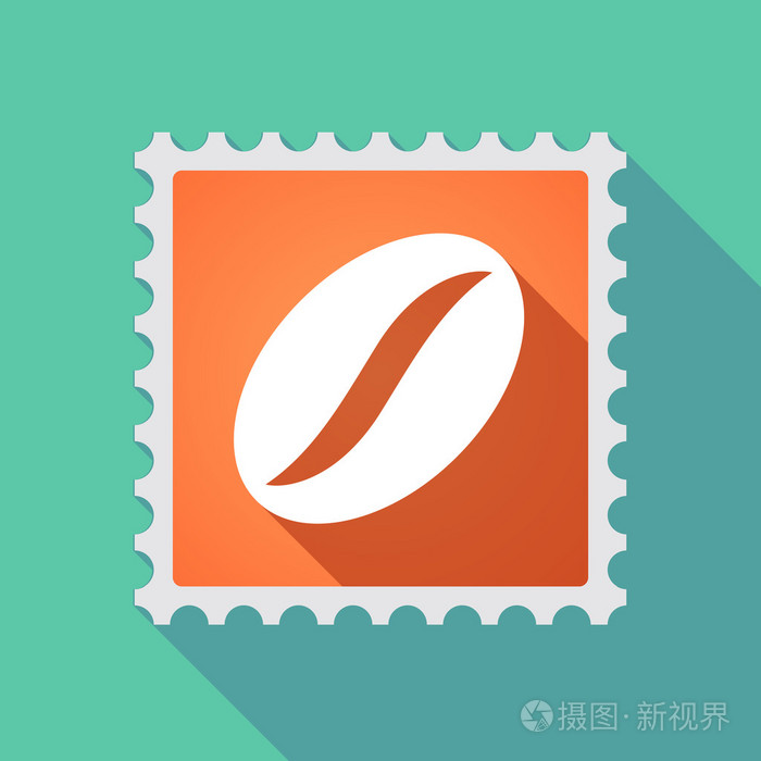 长阴影邮件邮票图标与咖啡豆