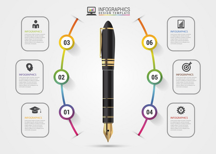 信息图表设计模板。业务的钢笔。矢量