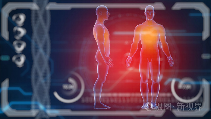 扫描仪人体.未来医学的 hud 显示器.未来的医学观念