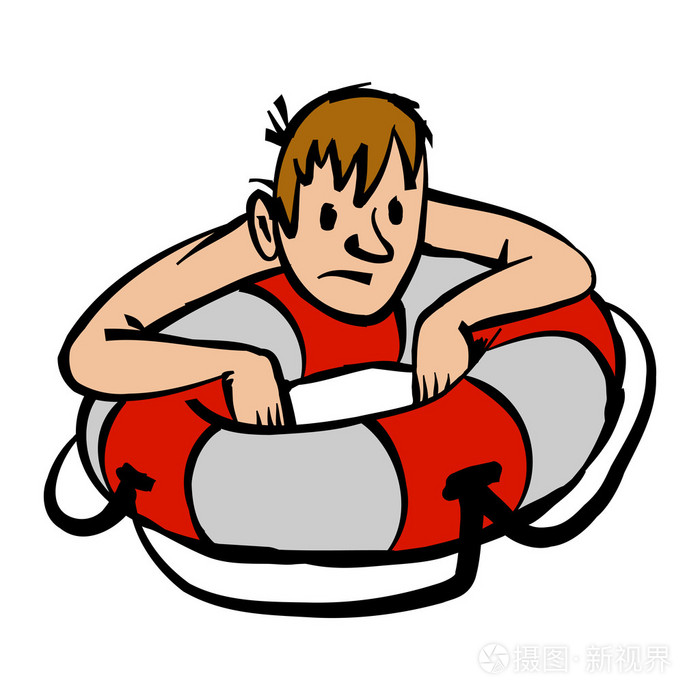 者持有上救生圈矢量图