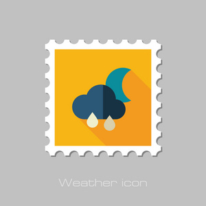 雨云月亮平邮票。气象。天气