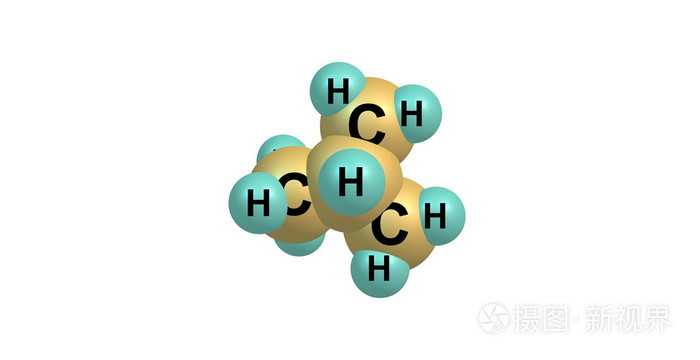 异丁烷分子结构上白色孤立