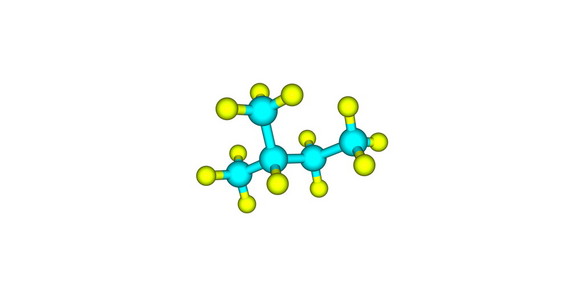 异戊烷分子结构上白色孤立照片