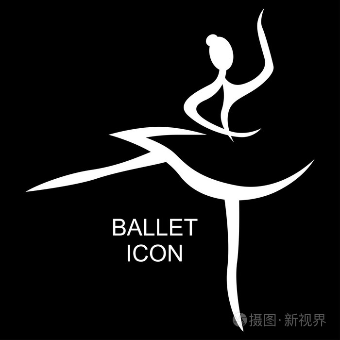 在黑色背景上芭蕾女人图标