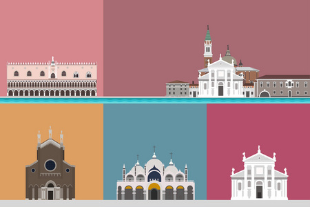 威尼斯旅游景点图标集图片