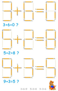 逻辑谜题。每个任务中移动 1 铅笔，使方程正确