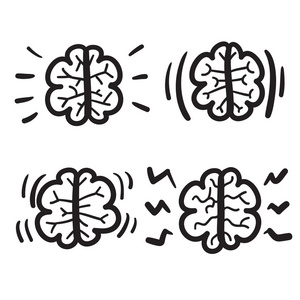 手绘的大脑设置的矢量图标插画