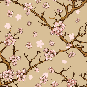 樱桃树或樱花无缝模式