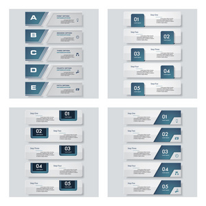 4 蓝色模板图形或网站布局的集合。矢量背景
