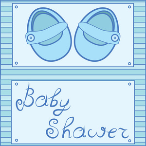 矢量婴儿鞋图标，婴儿洗澡卡