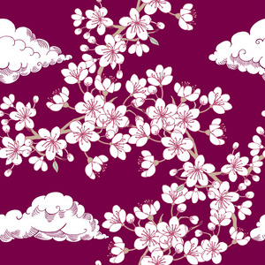 无缝模式与樱花和云