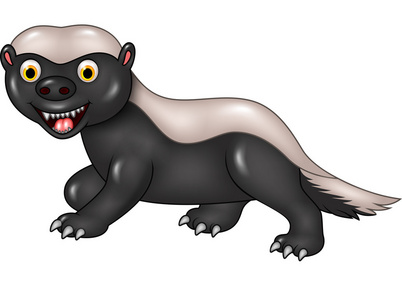 蜜獾卡通一套野生动物的足迹, 黑色剪影插图可爱的婴儿deers动物隔离