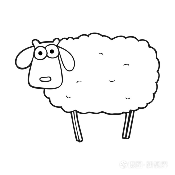 黑色和白色卡通羊插画-正版商用图片1mh8q1-摄图新视界