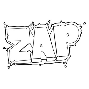 黑色和白色卡通 zap 符号