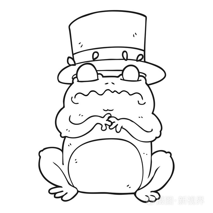 黑色和白色卡通富有的蟾蜍