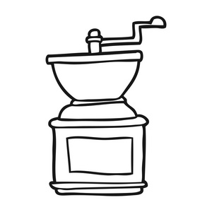 黑色和白色卡通咖啡豆研磨机照片